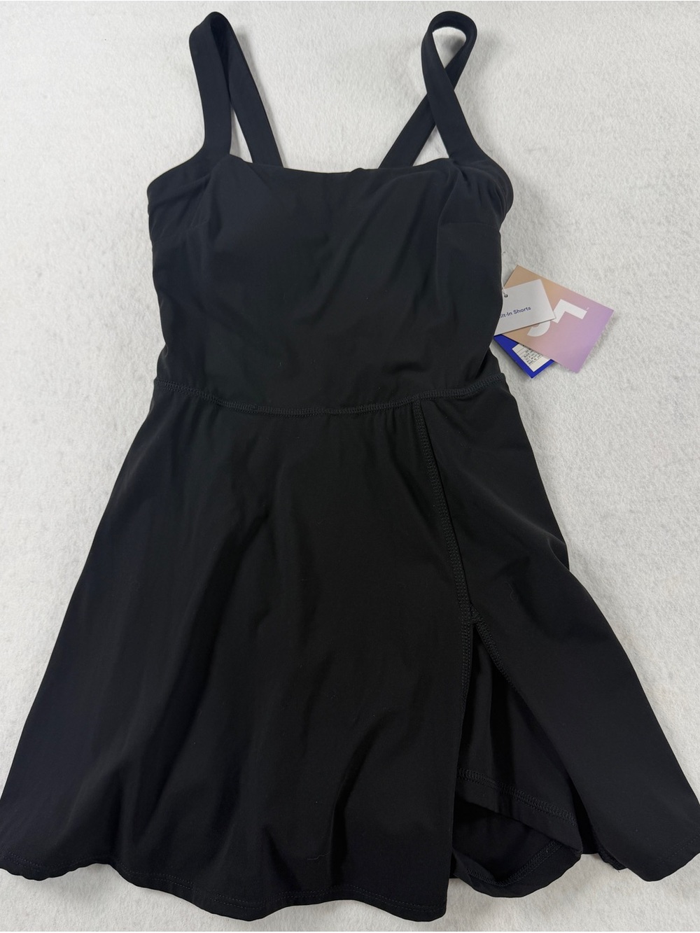 NWT JoyLab Black Active Dress Built In Pull Down Shorts Square Neck XS - Picture 3 of 11